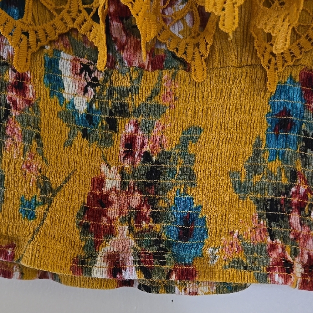 Floral Yellow Off-Shoulder Top - Picture 3 of 5